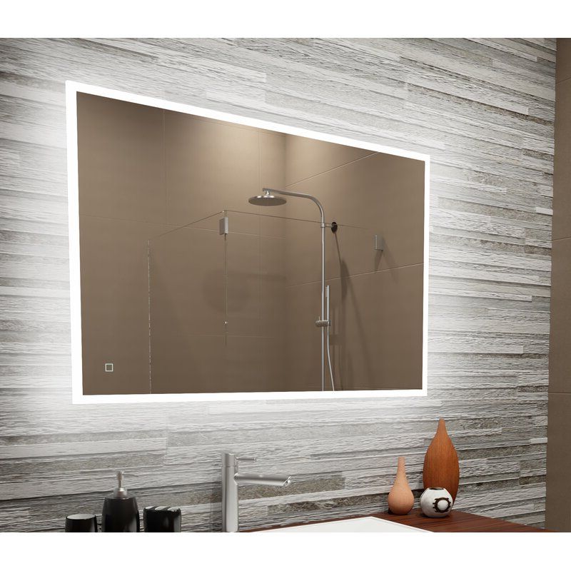 Well Known Orren Ellis Gennifer Reflection Dimmable Led Lighted Frosted Edge Throughout Edge Lit Led Wall Mirrors (View 14 of 15)