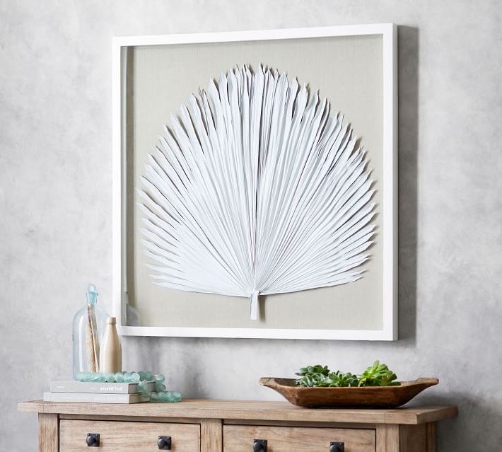 Well Known Palm Leaf Shadow Box Art – White (View 13 of 15)