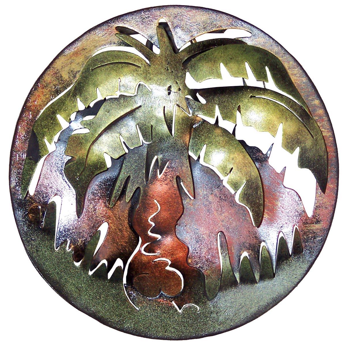 Well Known Round Metal Wall Art Throughout Beach Wall Art: Round Palm Mini Metal Wall Art (View 9 of 15)
