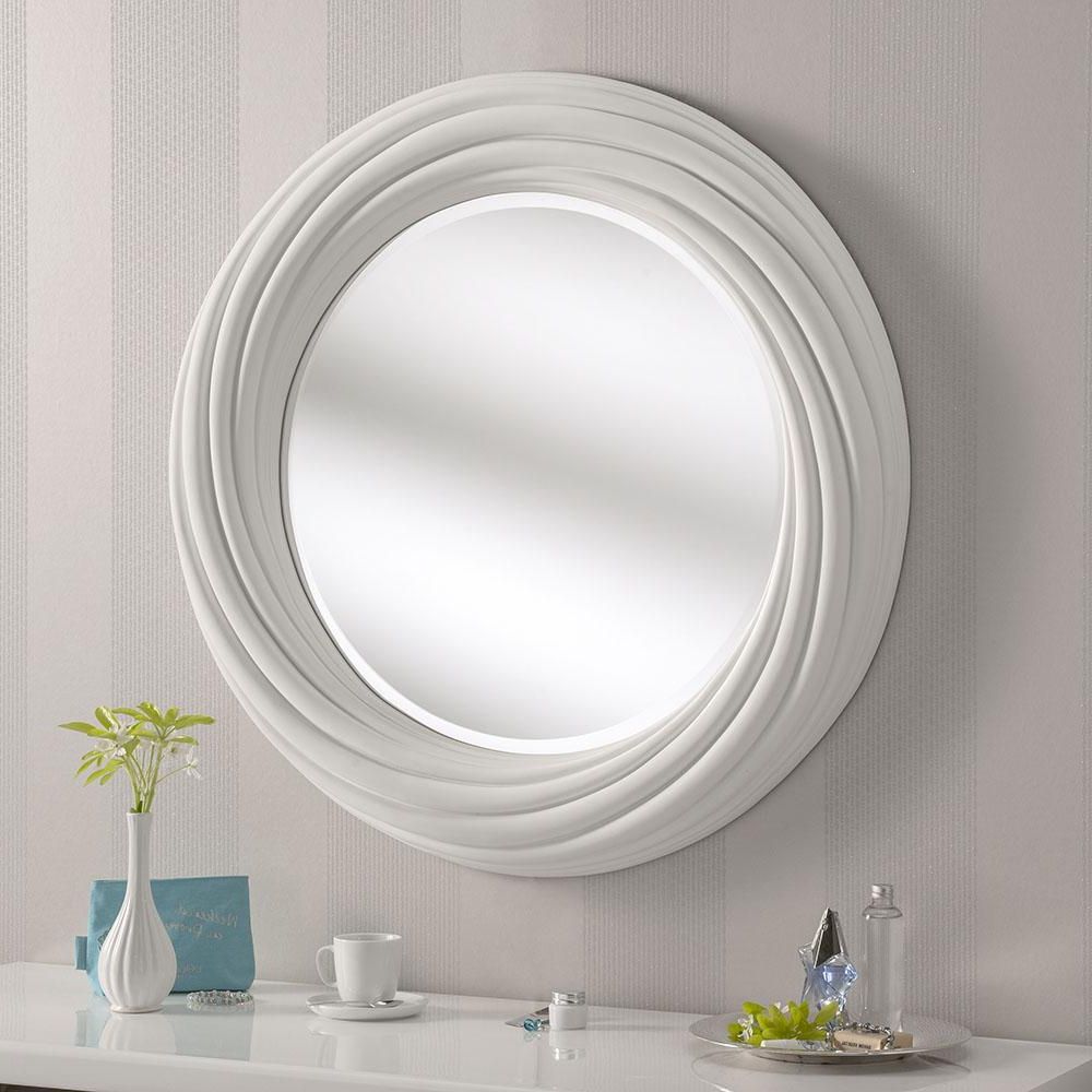 Well Known Round Swirl Framed Mirror: White – £ (View 8 of 15)