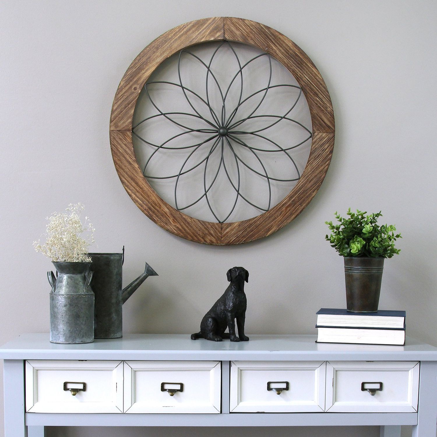 Well Known Stratton Home Decor S11570 Round Wood & Metal Medallion Wall Decor Within Round Gray Disc Metal Wall Art (View 8 of 15)