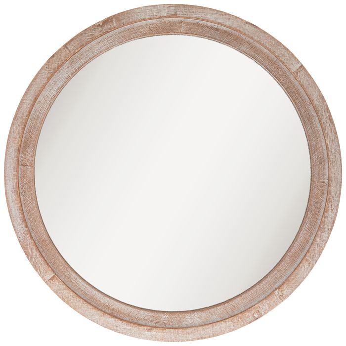 Well Known Whitewash Round Wood Wall Mirror – Large (View 6 of 15)