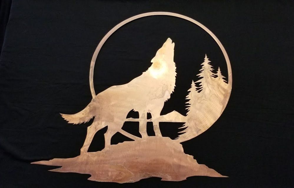 Well Known Wolf Metal Wall Art Copper Patina With High Gloss Clear Coat Inside Glossy Circle Metal Wall Art (View 2 of 15)