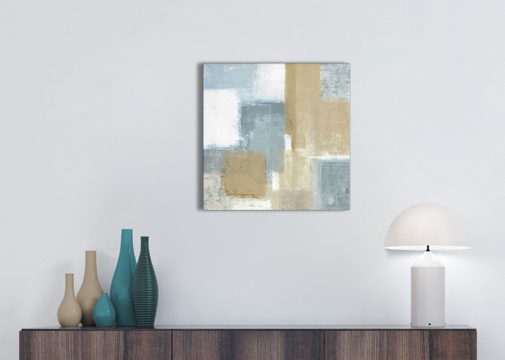 Well Liked Blue Beige Brown Abstract Painting Canvas Wall Art Print – Modern 49cm For Square Canvas Wall Art (View 14 of 15)