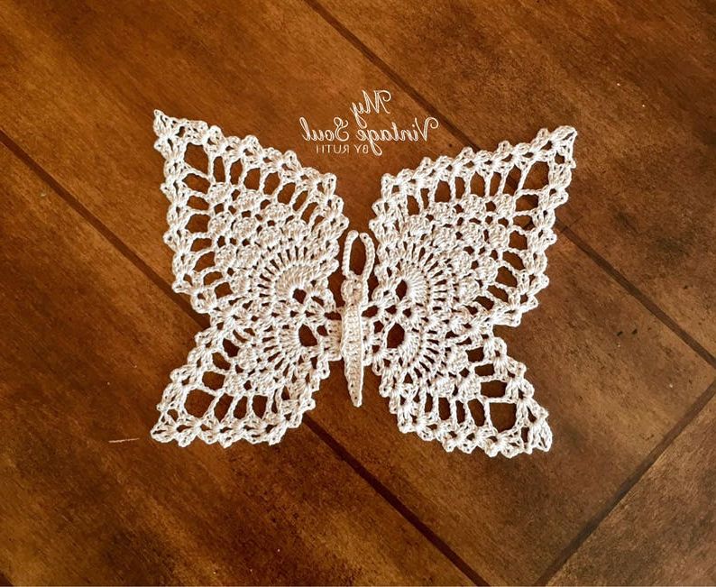 Well Liked Lace Wall Art Intended For Crochet Butterfly Doily Butterfly Wall Art Lace Doily (View 11 of 15)