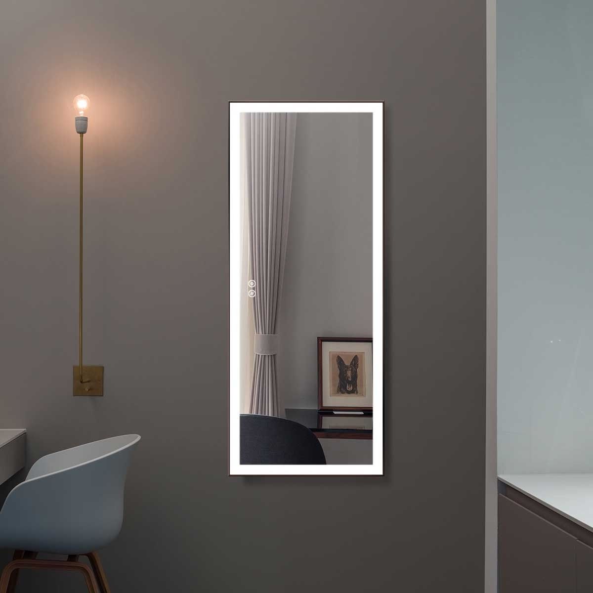 Well Liked Matte Black Led Wall Mirrors Pertaining To Decoraport 48 X 20 Inch Led Full Length Mirror/dressing Mirror With (View 7 of 15)