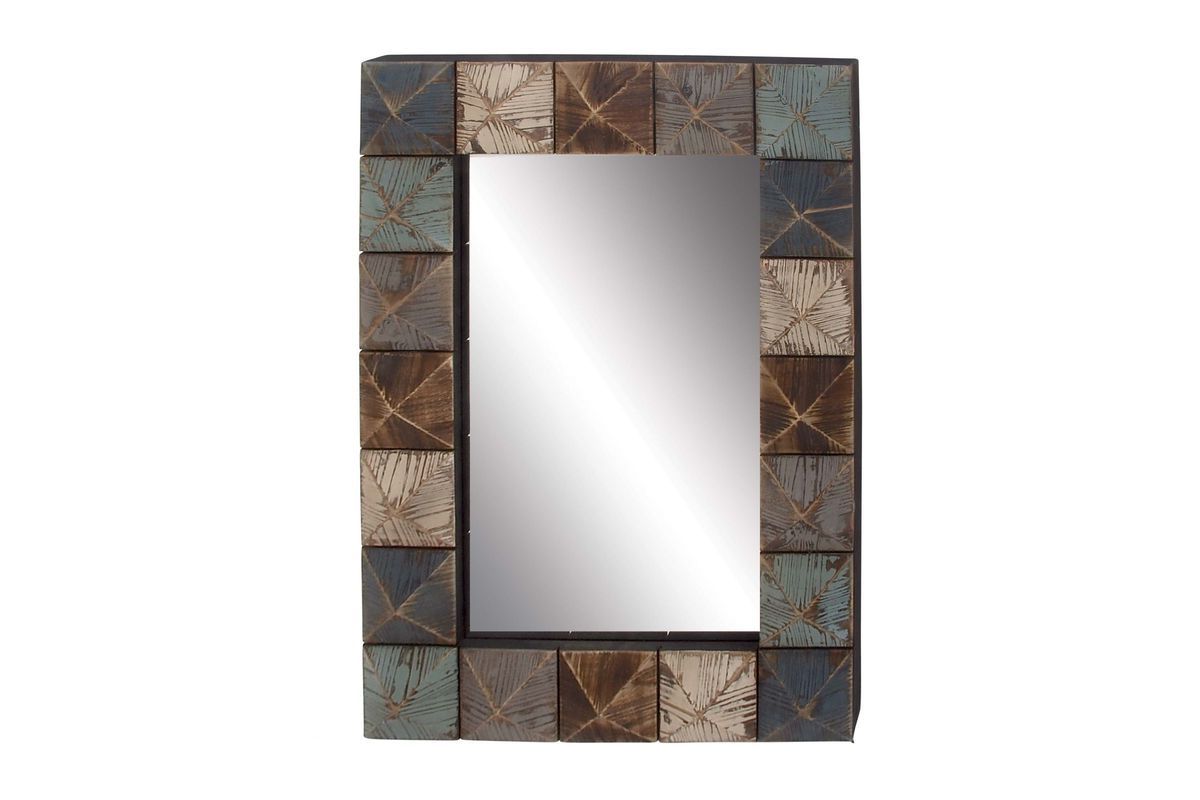 Well Liked Rustic Reflections Rectangular Wall Mirror With Distressed Multicolor Throughout White Square Wall Mirrors (View 12 of 15)