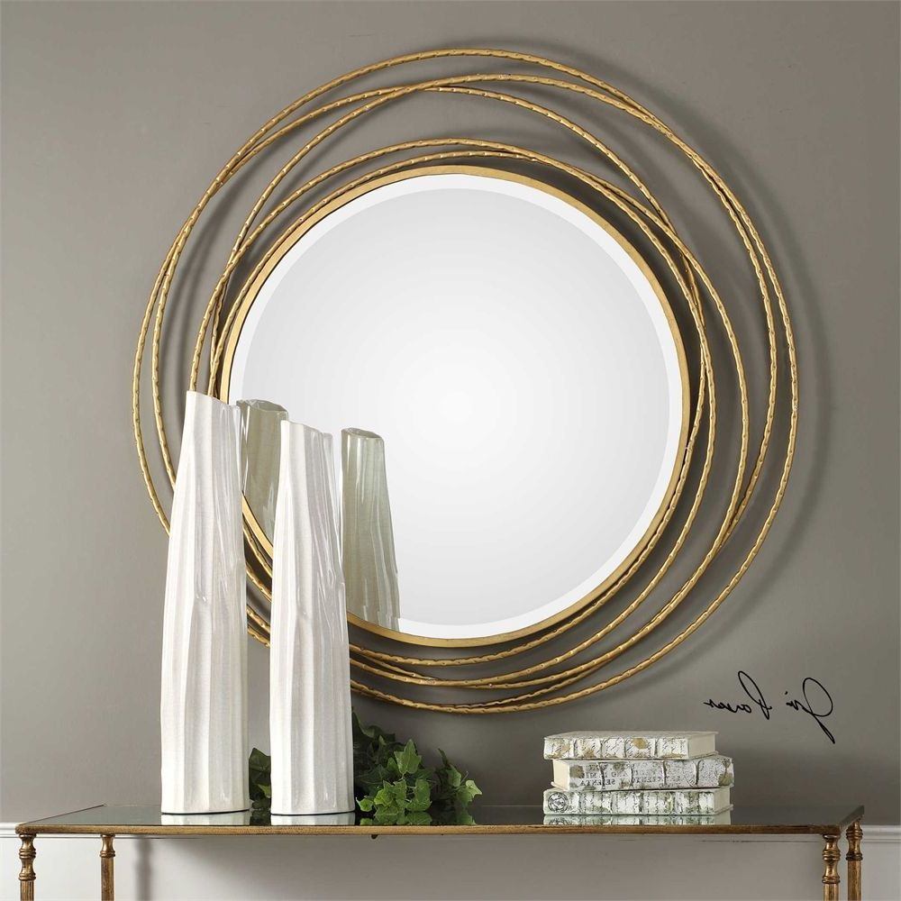 Whirlwind Metal Wall Art In Most Recent Uttermost Whirlwind Gold Round Mirror (View 12 of 15)