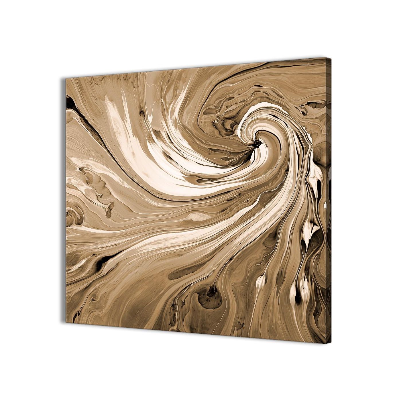 Widely Used Brown Cream Swirls Modern Abstract Canvas Wall Art – 64cm Square – 1s349m Intended For Square Canvas Wall Art (View 9 of 15)
