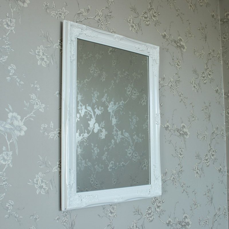 Widely Used Glossy Blue Wall Mirrors Pertaining To Large Ornate White Gloss Wall Mirror – Melody Maison® (View 8 of 15)
