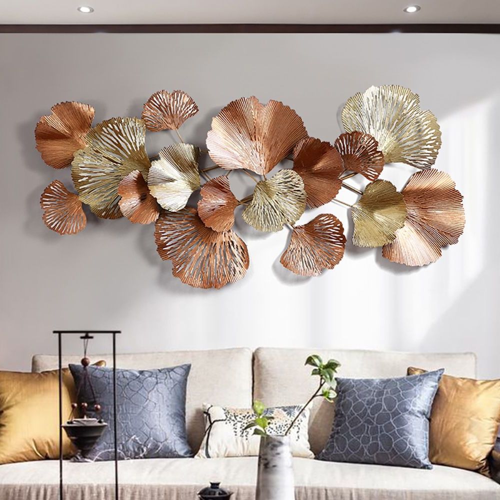 Widely Used Luxury Gold Ginkgo Leaves Metal Wall Decor Home Art 53.9"l X  (View 1 of 15)
