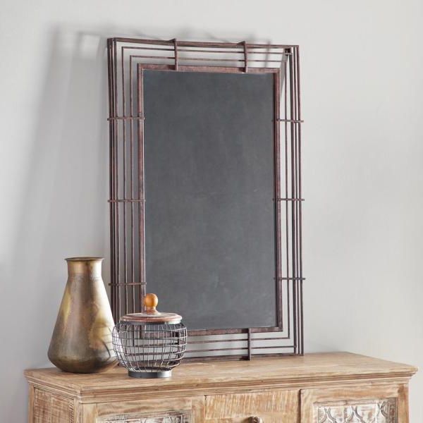 Widely Used Natural Iron Rectangular Wall Mirrors With Regard To Litton Lane Rectangular Industrial Textured Bronze Wrought Iron Wall (View 15 of 15)