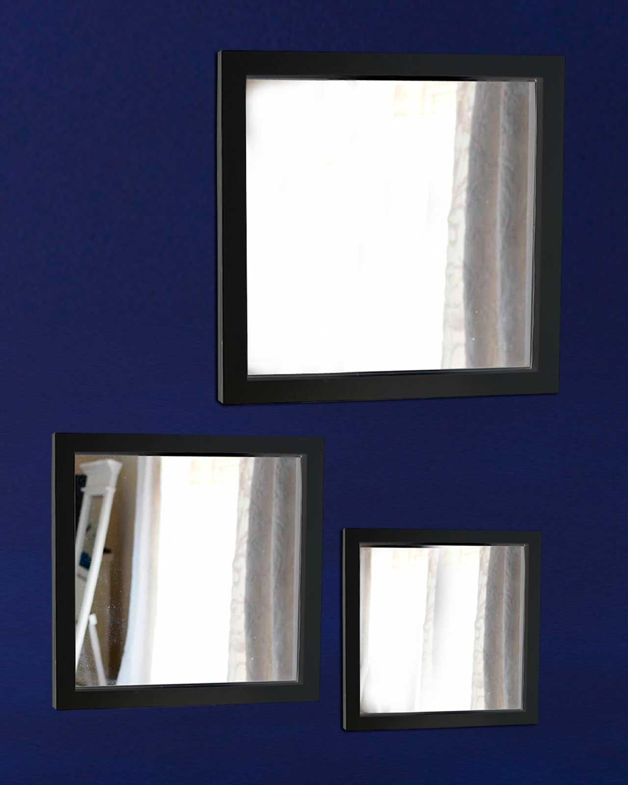 Widely Used Set Of 3 Square Mirrors, Black (View 6 of 15)