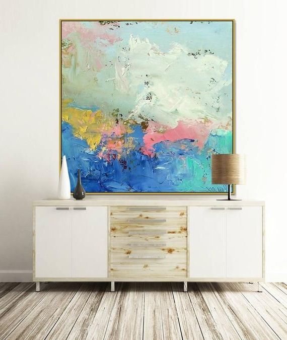 Widely Used Square Canvas Wall Art With Regard To Soft Blue Abstract Square Canvas Wall Art Custom Gift Canvas Print Art (View 15 of 15)