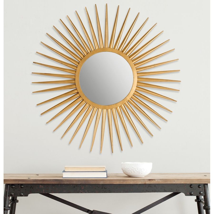 Widely Used Sunburst Mirrored Wall Art With Safavieh Sun Flair Gold Framed Sunburst Wall Mirror At Lowes (View 4 of 15)