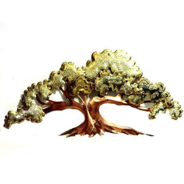 Widely Used Vintage Metal Tree Wall Sculpture 3d Copper Gold Bronze Tone Oak Tree Intended For Antique Silver Metal Wall Art Sculptures (View 8 of 15)