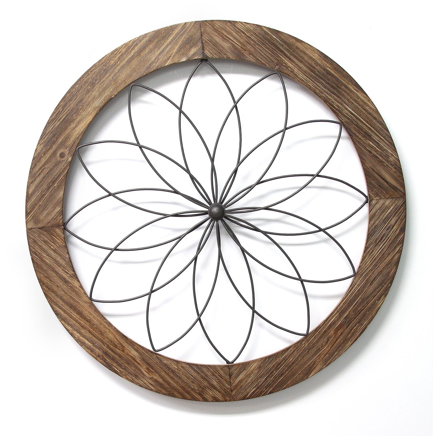 Wooden Blocks Metal Wall Art Within Best And Newest Round Wood And Metal Medallion Wall Decor – Walmart (View 15 of 15)