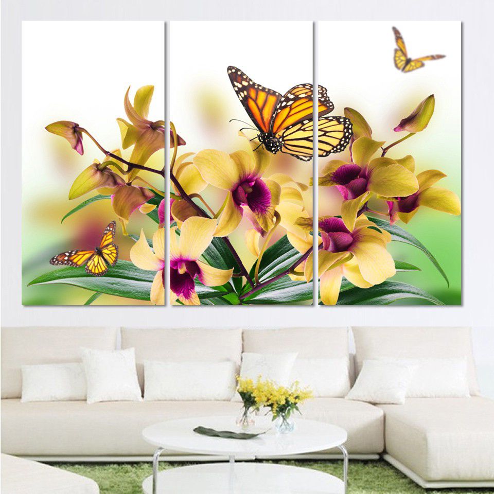 Yellow Bloom Wall Art With Regard To Most Up To Date Pictures Home Wall Art Framework Hd Prints Canvas 3 Pieces Yellow (View 1 of 15)