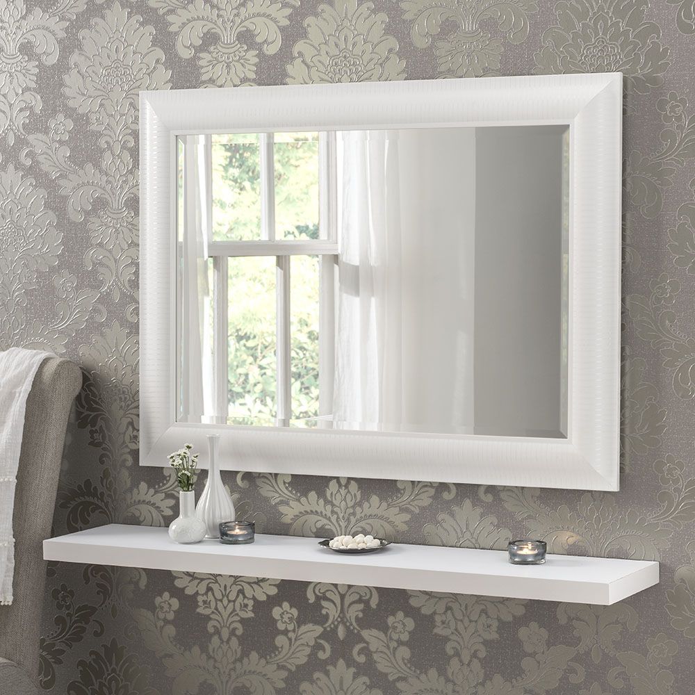 Yg226 Gloss White Modern Rectangle Wall Mirror With Pinstripe Designed Regarding Most Recent Glossy Red Wall Mirrors (View 5 of 15)