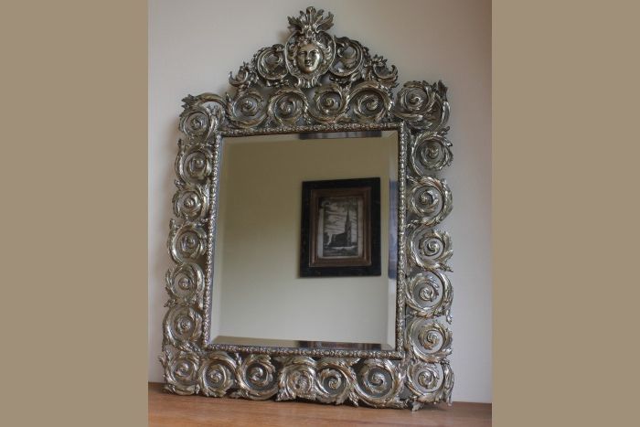 19th Century French Brass Wall Mirror With 2020 French Brass Wall Mirrors (View 1 of 15)