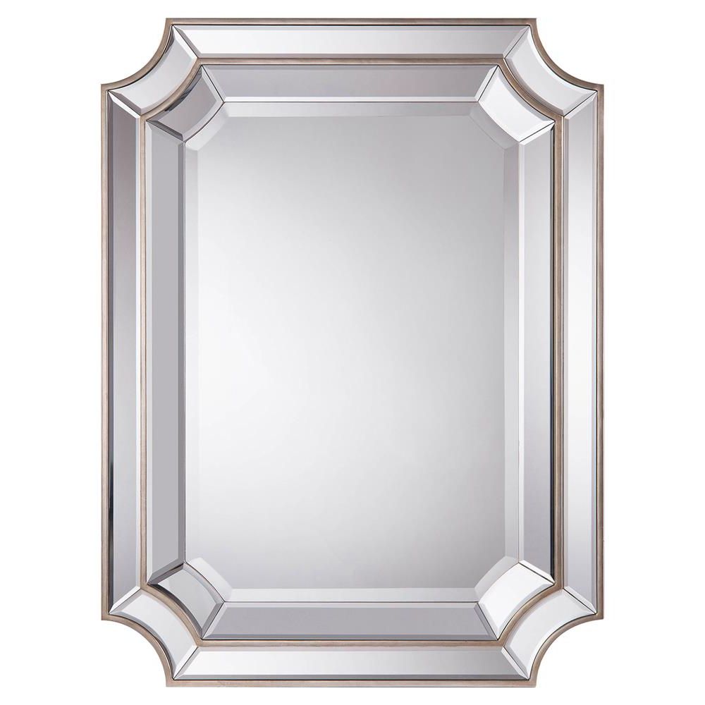 2019 Edged Wall Mirrors With Regard To John Richard Antoinette Regency Double Tiered Beveled Edge Silver Wall (View 7 of 15)