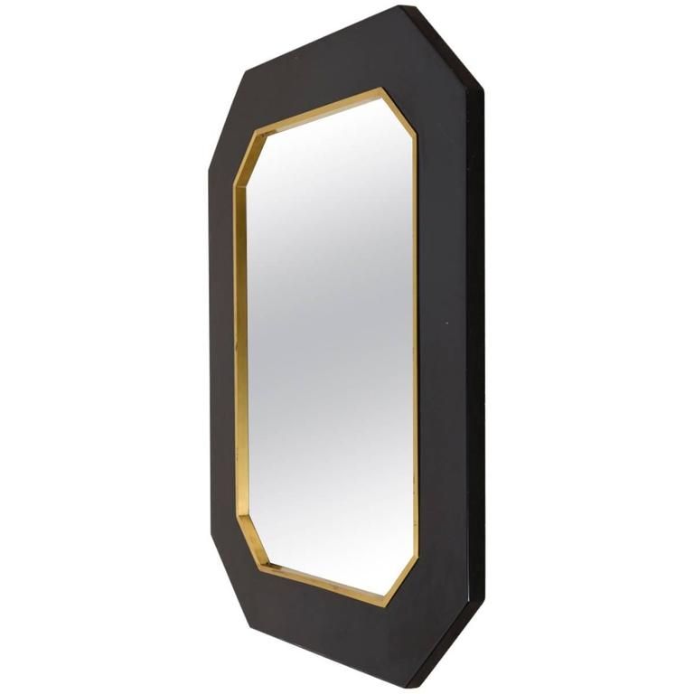 2019 Octagonal Brass And Black Lacquer Mirror At 1stdibs Intended For Matte Black Octagonal Wall Mirrors (View 1 of 15)