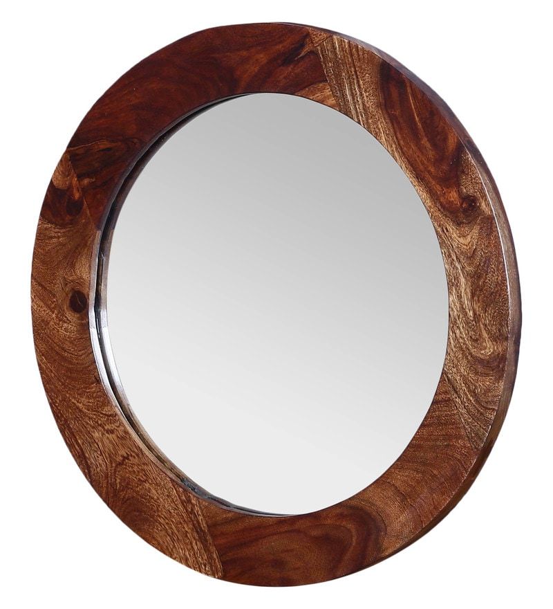 2019 Organic Natural Wood Round Wall Mirrors For Buy Solid Wood Wall Mirror In Brown Colormade Wood Online – Round (View 4 of 15)