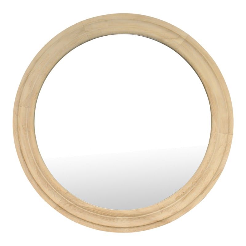 2019 Sanderson Wooden Frame Round Wall Mirror, 110cm Within Organic Natural Wood Round Wall Mirrors (View 6 of 15)