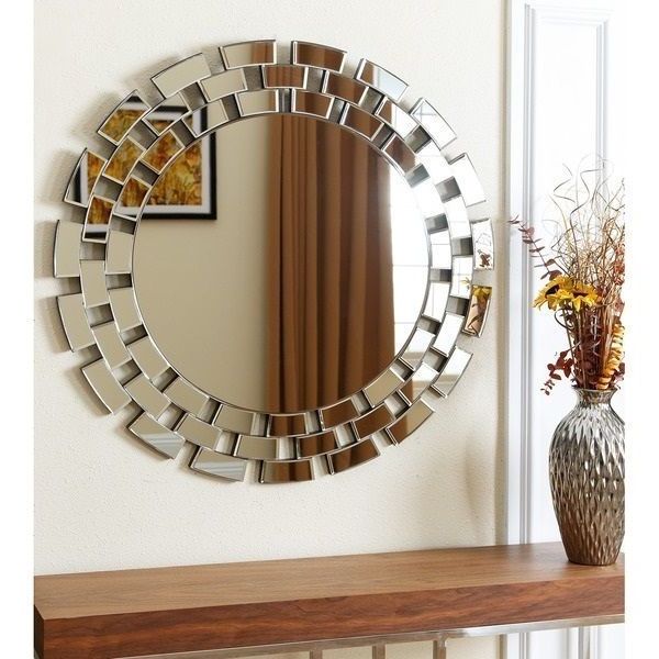 2019 Silver Rounded Cut Edge Wall Mirrors In Round Wall Mirror Silver Decorative Hallway Bedroom Large Home Decor (View 15 of 15)