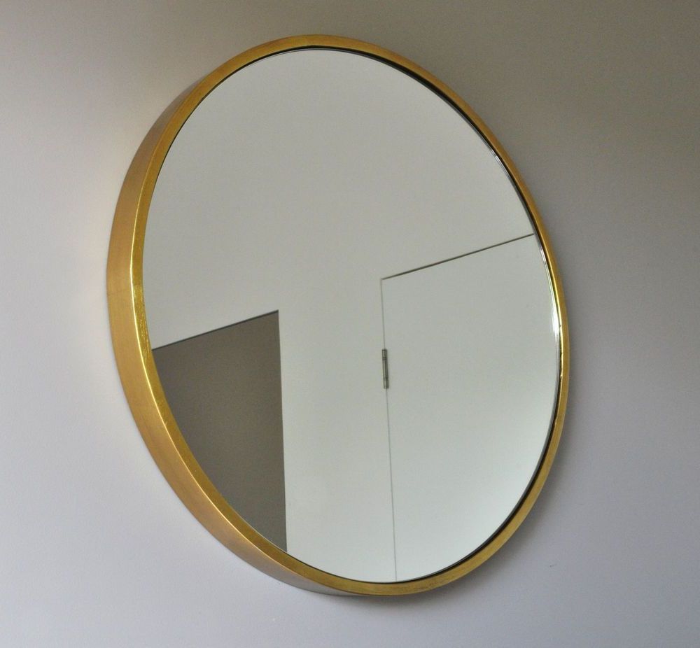 2020 "bellissimo" Round Wall Mirror Brass Gold Art Deco Modern Circle Powder Pertaining To Antique Gold Cut Edge Wall Mirrors (View 7 of 15)