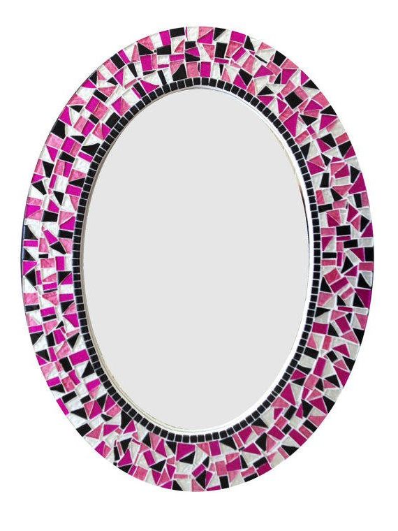2020 Mosaic Mirror / Oval Wall Mirror / Pink From Green Street Mosaics Inside Mosaic Oval Wall Mirrors (View 14 of 15)