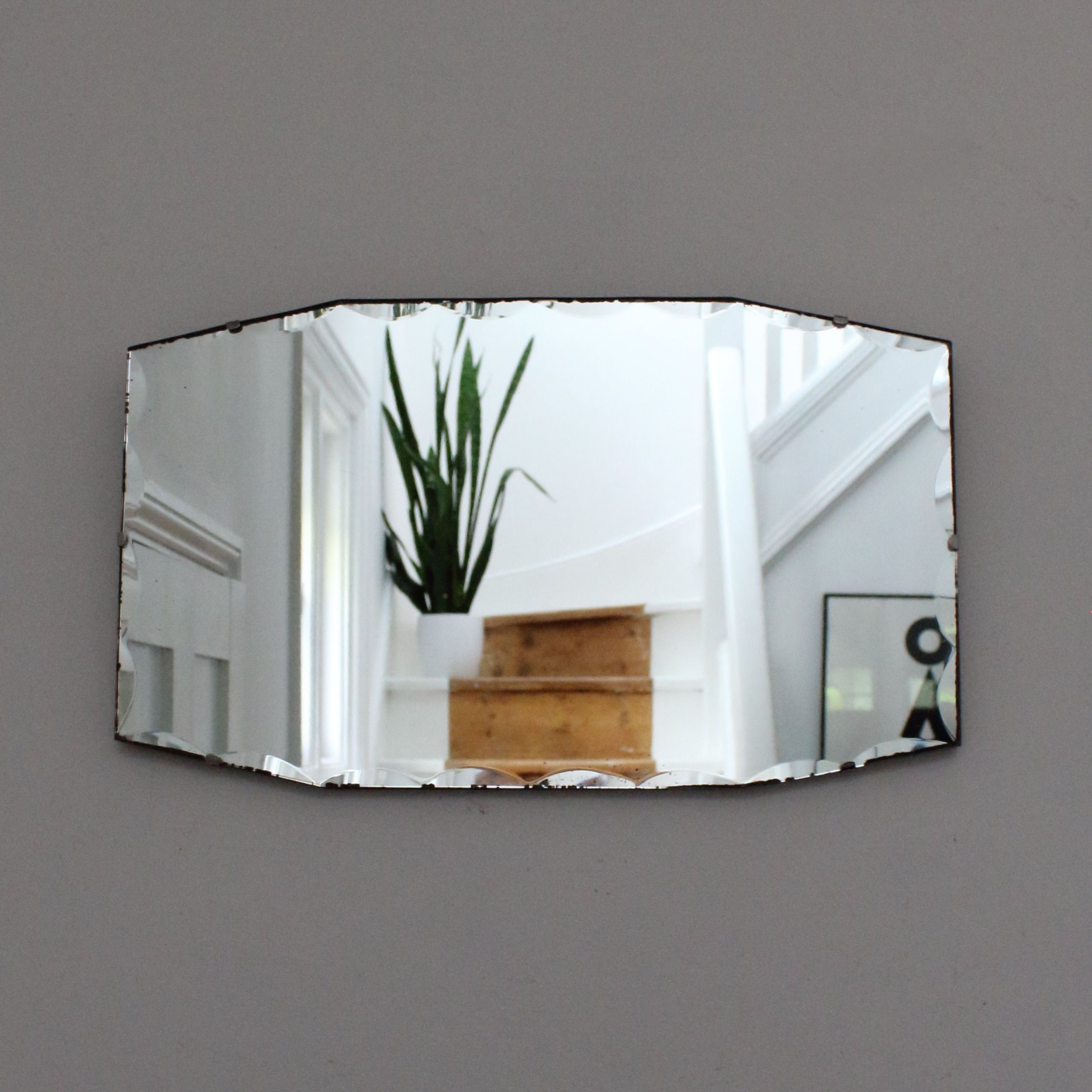 2020 Polygonal Scalloped Frameless Wall Mirrors With Vintage Frameless Mirror With Scalloped Edge And Original Back (View 10 of 15)