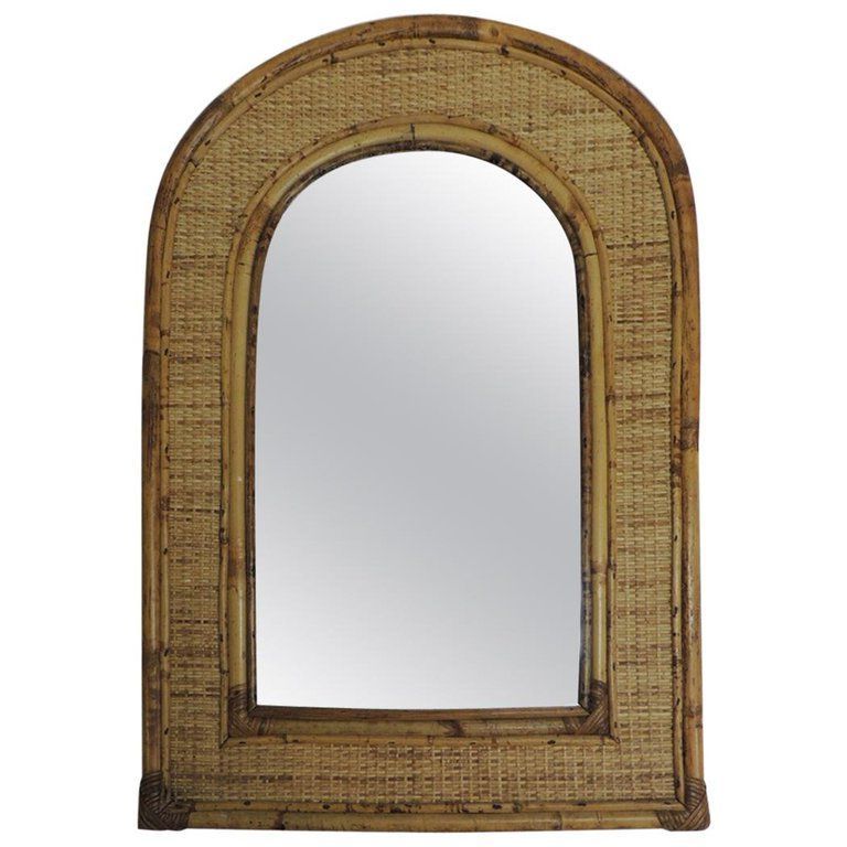 2020 Rectangular Bamboo Wall Mirrors Inside Vintage Rectangular Bamboo Mirror With Rounded Top (View 12 of 15)