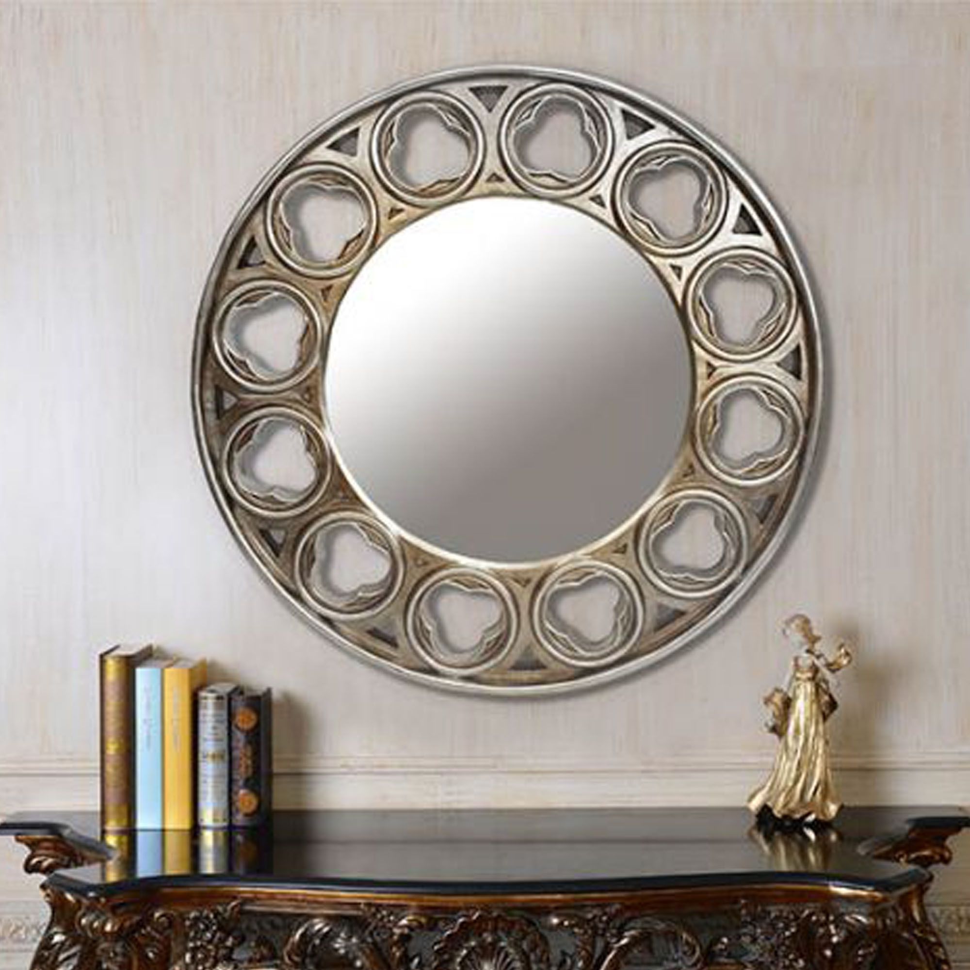 2020 Scalloped Round Wall Mirrors Intended For Celtic Round Mirror  Silver (View 3 of 15)