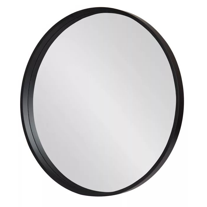26" X 26" Travis Round Wood Accent Wall Mirror Black – Kate And Laurel For Widely Used Gold Black Rounded Edge Wall Mirrors (View 15 of 15)
