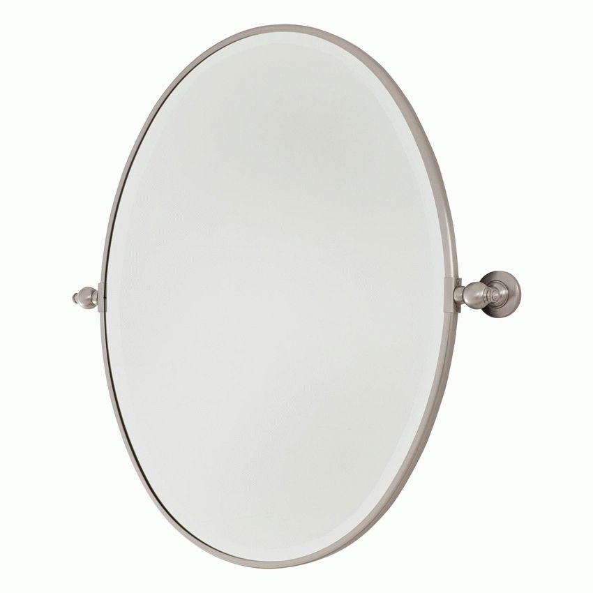 32 Inch Large Brushed Nickel Oval Mirror Pertaining To Favorite Nickel Framed Oval Wall Mirrors (View 12 of 15)
