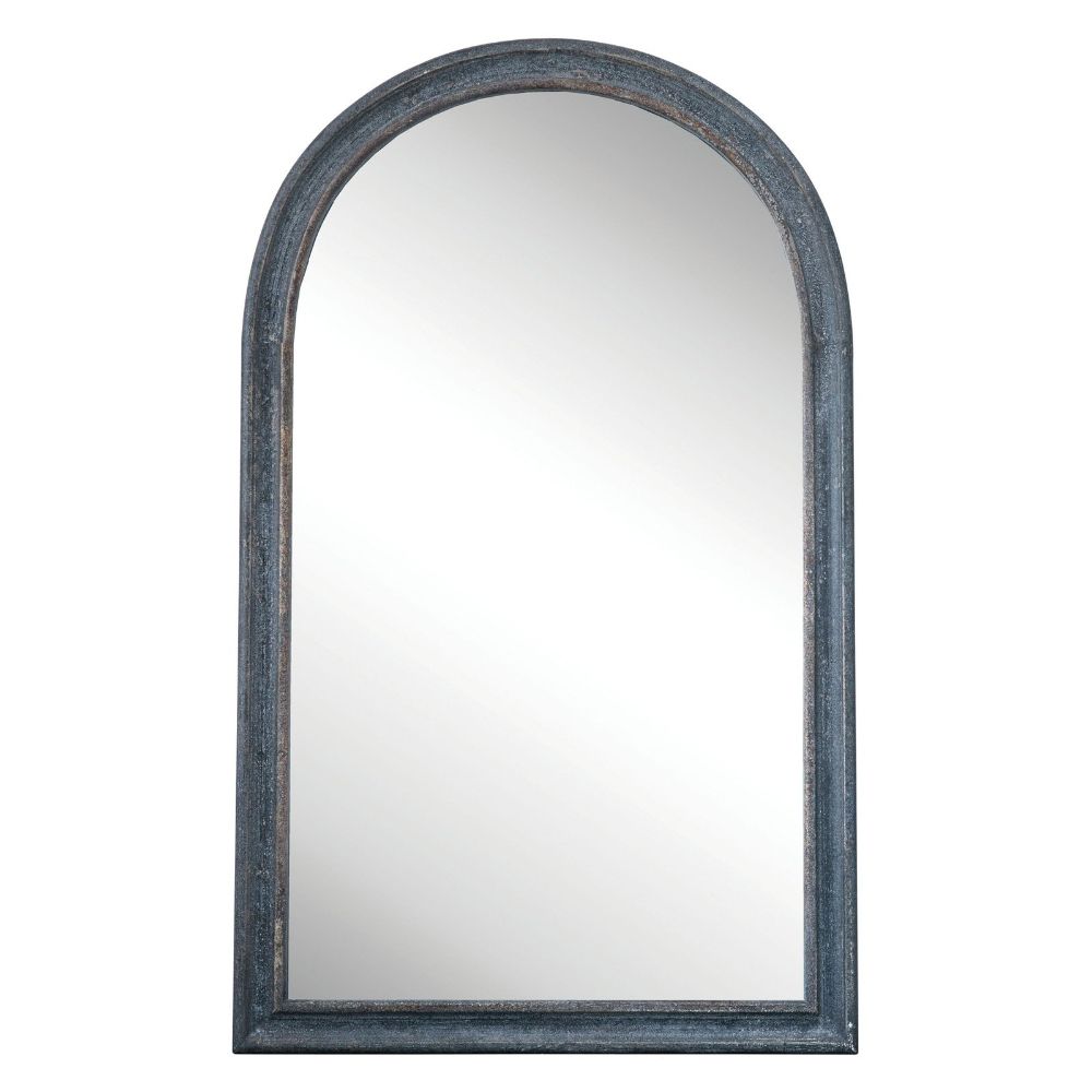 3r Studios Distressed Black Arched Wood Framed Wall Mirror – 37w X 61h Inside Trendy Distressed Dark Bronze Wall Mirrors (View 13 of 15)