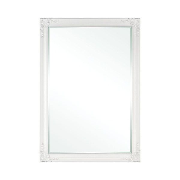 40" Matte White Finished Traditional Style Wooden Framed Beveled Regarding Most Recently Released Framed Matte Black Square Wall Mirrors (View 11 of 15)