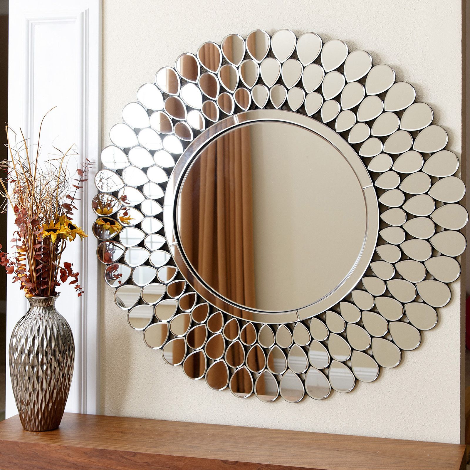 Abbyson Living Reagan Round Wall Mirror – Mirrors At Hayneedle Pertaining To Most Up To Date Jagged Edge Round Wall Mirrors (View 14 of 15)