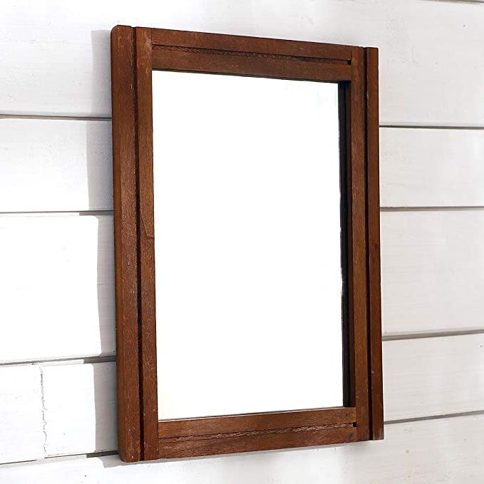 Amazon: Aazzkang Wood Mirror Rustic Rectangle Farmhouse Hanging With Regard To Widely Used Mirror Framed Bathroom Wall Mirrors (View 5 of 15)