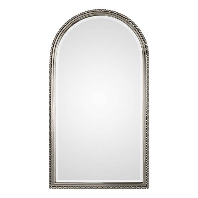 Amazon: My Swanky Home Luxe Beaded Silver Arch Metal Wall Mirror With Fashionable Metallic Silver Framed Wall Mirrors (View 10 of 15)