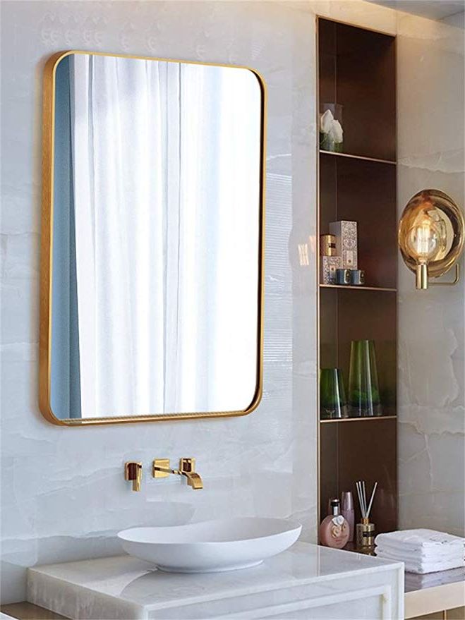 Amazon: Wall Decoration Large Rectangle Mirror ­­  Rounded Corner Within Most Current Cut Corner Wall Mirrors (View 4 of 15)
