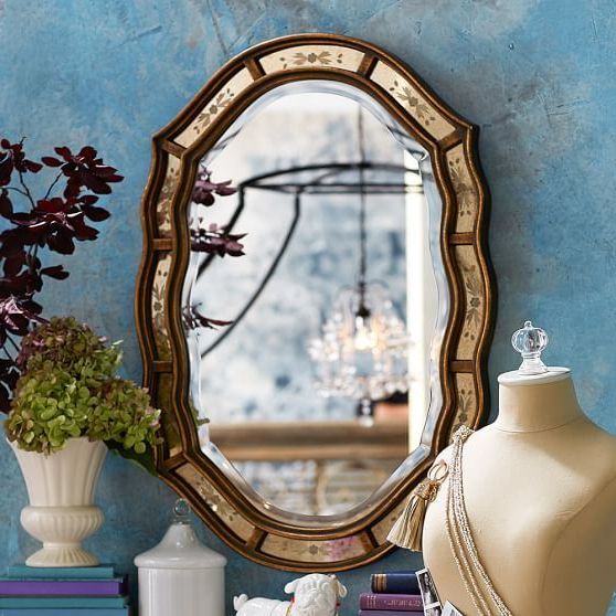 Antique Gold Etched Wall Mirrors With Regard To Favorite Gold Floral Etched Mirror (View 14 of 15)