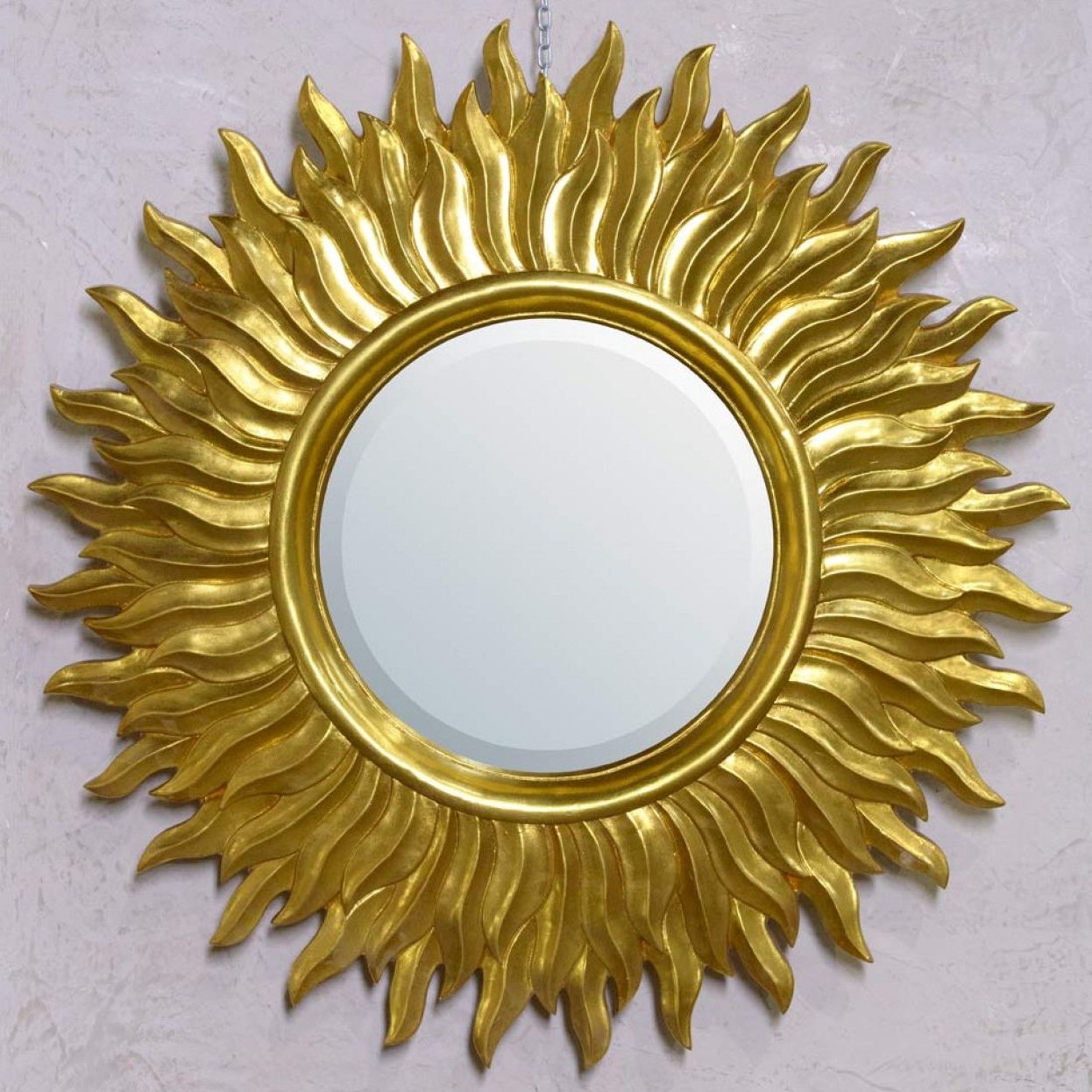 Antique Style Sunburst Gold Round Decorative Wall Mirror With Widely Used Leaf Post Sunburst Round Wall Mirrors (View 6 of 15)
