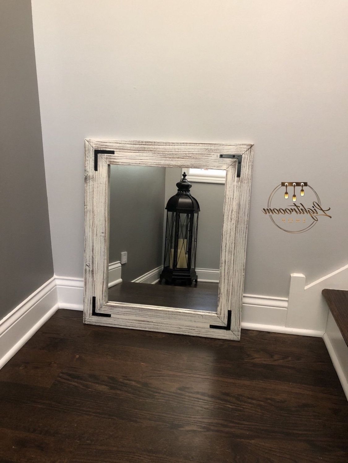 Antique White, Bathroom, Wood Mirror, Farmhouse Decor Rustic Mirrors Inside Most Current White Decorative Vanity Mirrors (View 11 of 15)