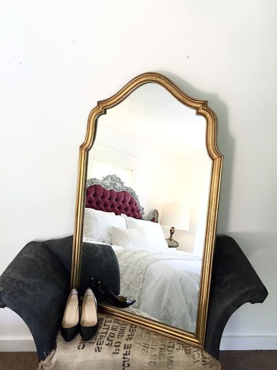 Arch Oversized Wall Mirrors Intended For Current Large Gold Arch Wall Hanging Mirror Antique French Dressing (View 15 of 15)