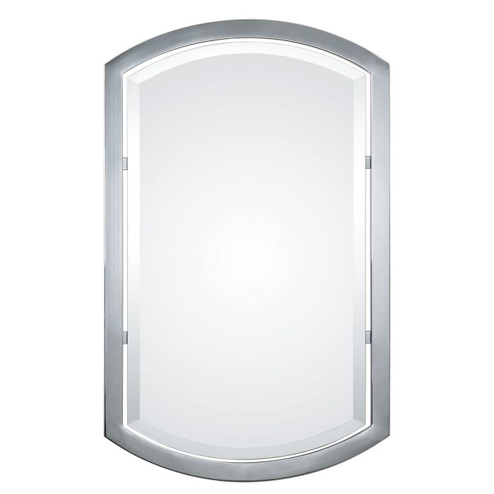 Arch Oversized Wall Mirrors Pertaining To Most Popular Chrome Bathroom Arched Metal Wall Mirror Large 37" Vanity  (View 11 of 15)