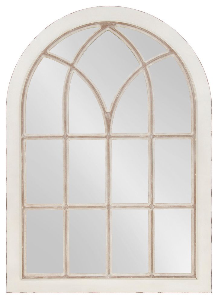 Arch Oversized Wall Mirrors With Regard To Preferred Nikoletta Large Windowpane Arch Mirror, White 31x44 – Farmhouse – Wall (View 10 of 15)