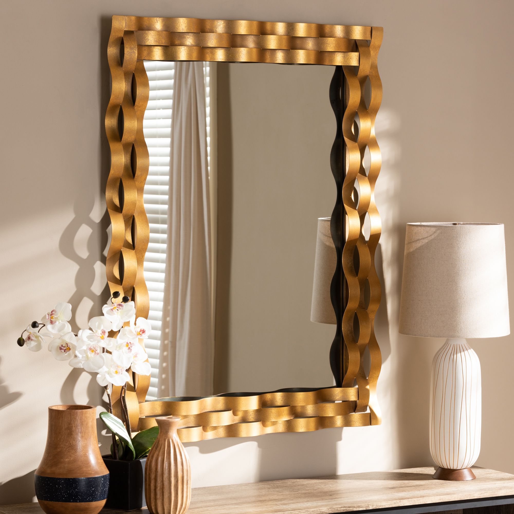 Baxton Studio Arpina Modern And Contemporary Antique Gold Finished With Trendy Dark Gold Rectangular Wall Mirrors (View 15 of 15)