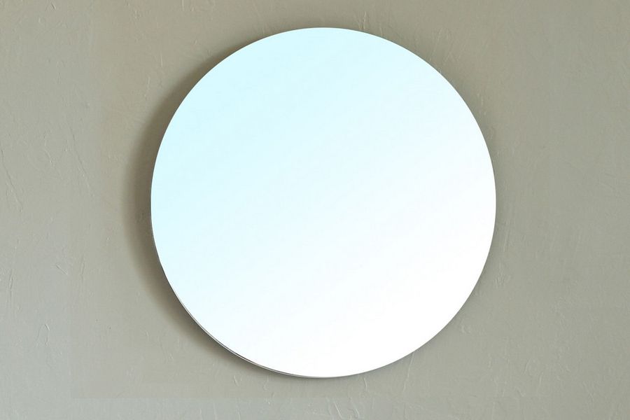 Bellaterra Home 203116 Mirror Round Beveled Edge Frameless Mirror For Bath For Fashionable Round Frameless Bathroom Wall Mirrors (View 4 of 15)